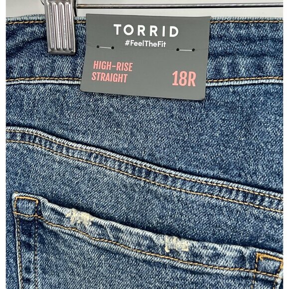 Torrid Jeans Plus 18 High Rise Slit Hem Distress Straight Fitted Stud Women New - Picture 7 of 11